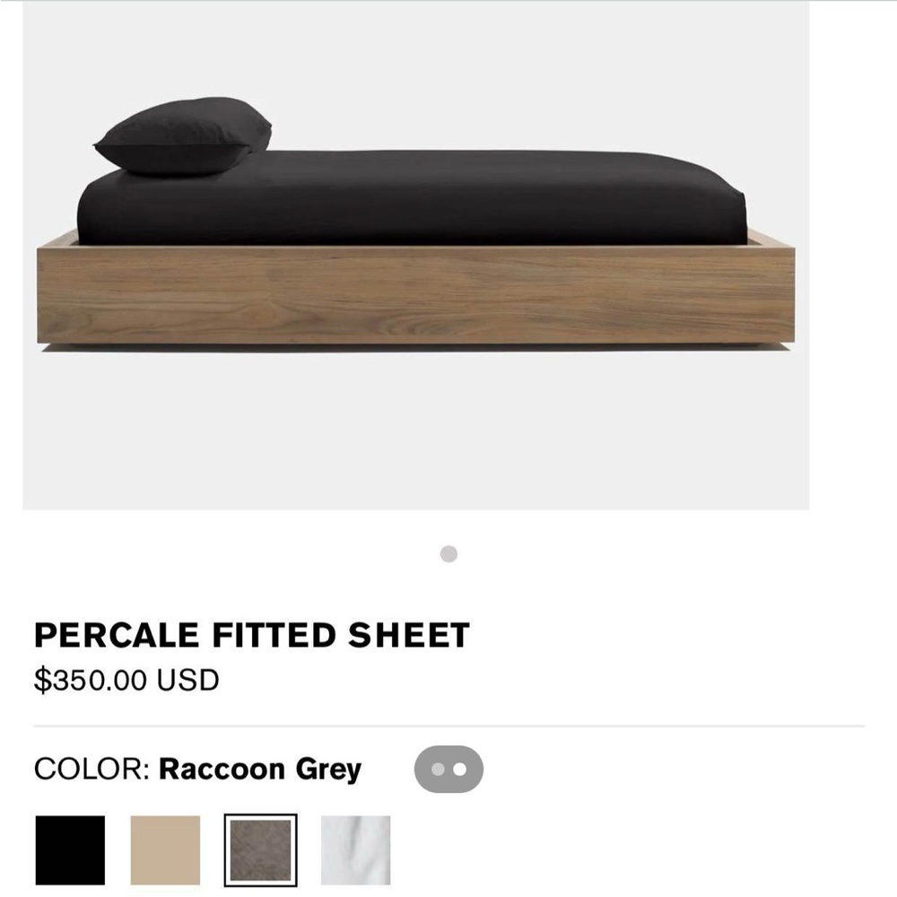 SOLD James Perse Percale Fitted Sheet in Raccoon Grey